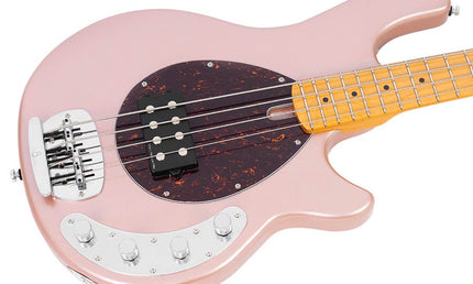 mahogany 4-string active bass guitar, rosegold