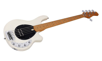 mahogany 5-string active bass guitar, antique white