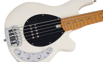 mahogany 5-string active bass guitar, antique white