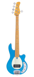 mahogany 5-string active bass guitar, blue