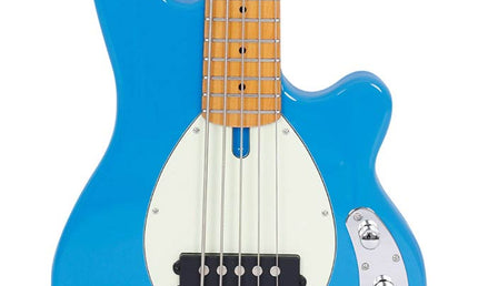 mahogany 5-string active bass guitar, blue