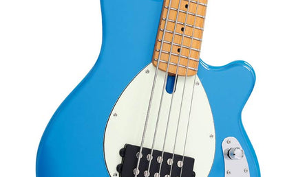 mahogany 5-string active bass guitar, blue