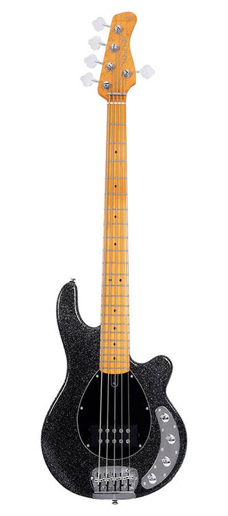 mahogany 5-string active bass guitar, sparkle black