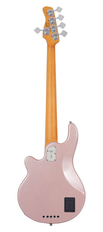 mahogany 5-string active bass guitar, rosegold