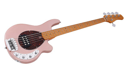 mahogany 5-string active bass guitar, rosegold