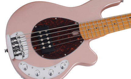 mahogany 5-string active bass guitar, rosegold