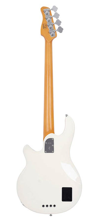 mahogany 4-string active bass guitar, antique white