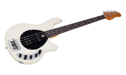 mahogany 4-string active bass guitar, antique white