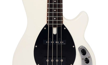 mahogany 4-string active bass guitar, antique white