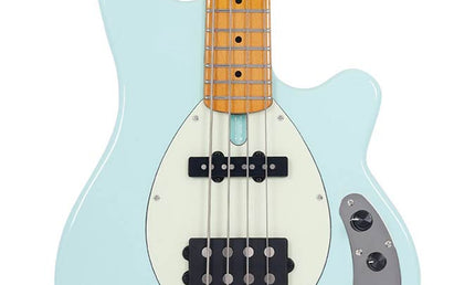 mahogany 4-string active bass guitar, mint green