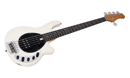 mahogany 5-string active bass guitar, antique white