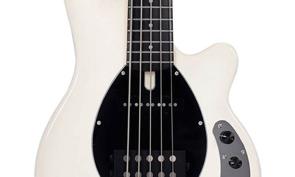 mahogany 5-string active bass guitar, antique white