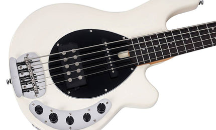 mahogany 5-string active bass guitar, antique white