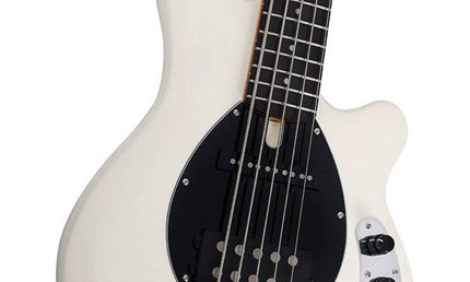 mahogany 5-string active bass guitar, antique white