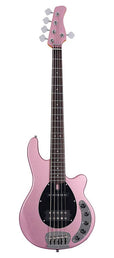 mahogany 5-string active bass guitar, burgundy