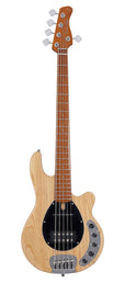 swamp ash 5-string active bass guitar, natural