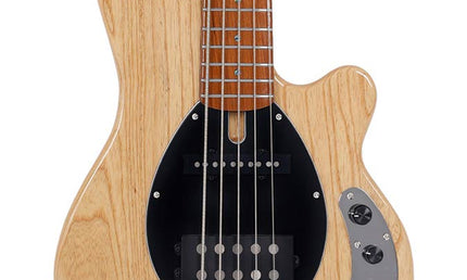 swamp ash 5-string active bass guitar, natural