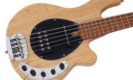 swamp ash 5-string active bass guitar, natural