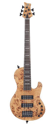 swamp ash + poplar burl 5-string active bass guitar, natural satin, with hardcase