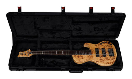 swamp ash + poplar burl 5-string active bass guitar, natural satin, with hardcase