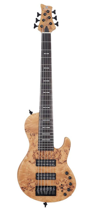 swamp ash + poplar burl 6-string active bass guitar, natural satin, with hardcase