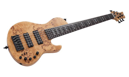 swamp ash + poplar burl 6-string active bass guitar, natural satin, with hardcase