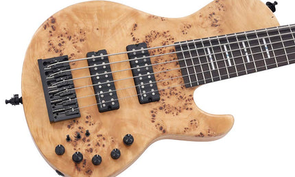 swamp ash + poplar burl 6-string active bass guitar, natural satin, with hardcase