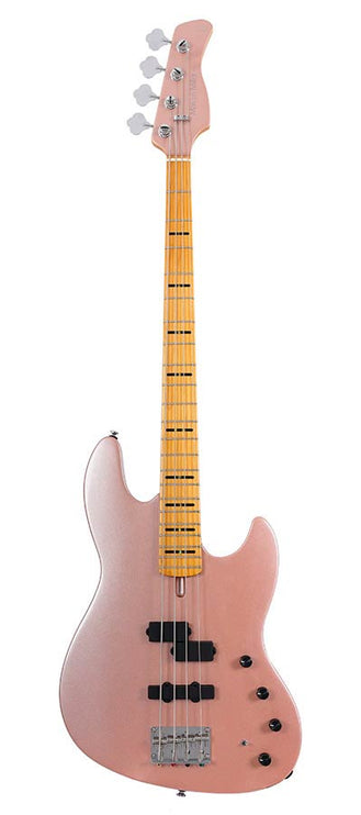 alder 4-string active bass guitar, rosegold