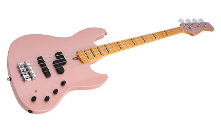 alder 4-string active bass guitar, rosegold