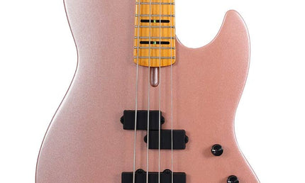 alder 4-string active bass guitar, rosegold