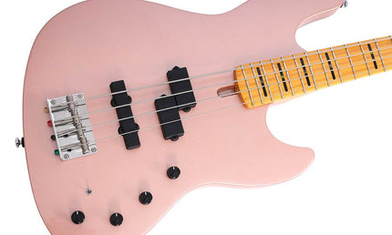 alder 4-string active bass guitar, rosegold