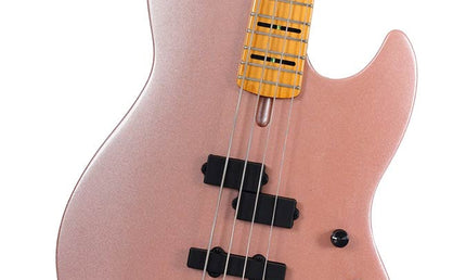 alder 4-string active bass guitar, rosegold