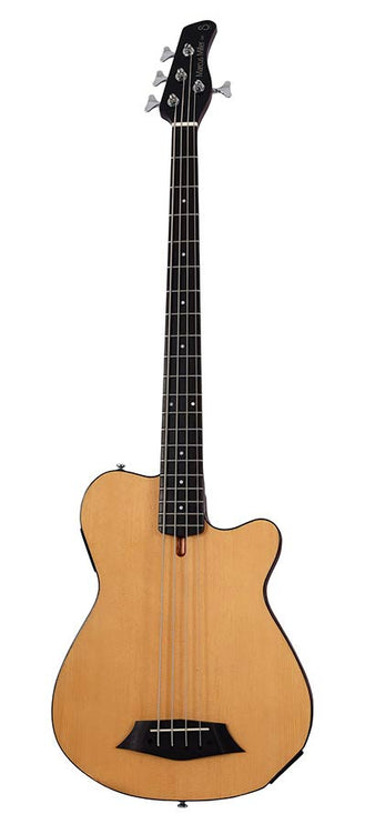 mahogany + spruce 4-string active bass guitar, natural