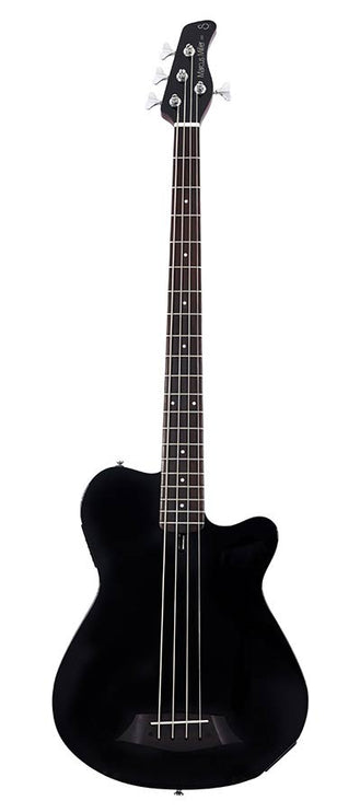 mahogany + spruce 4-string active bass guitar, black