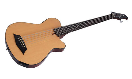 mahogany + spruce 5-string active bass guitar, natural