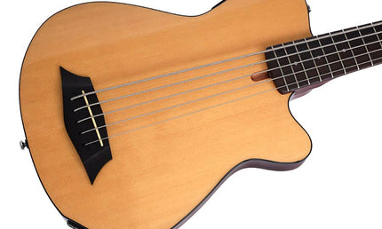 mahogany + spruce 5-string active bass guitar, natural