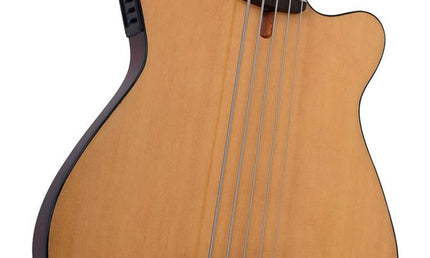 mahogany + spruce 5-string active bass guitar, natural