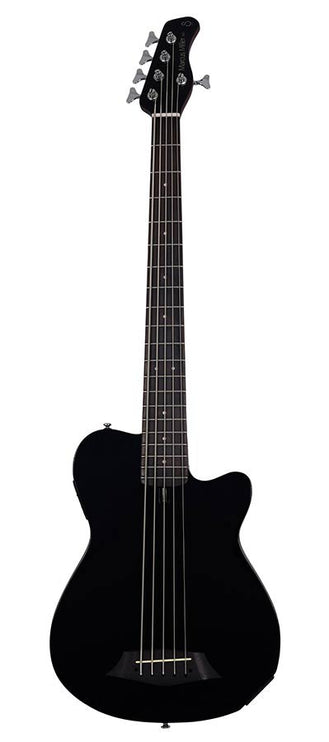 mahogany + spruce 5-string active bass guitar, black