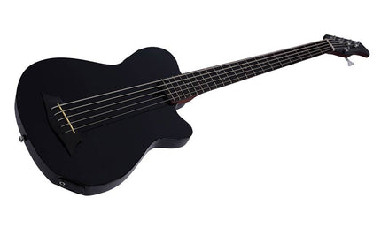 mahogany + spruce 5-string active bass guitar, black