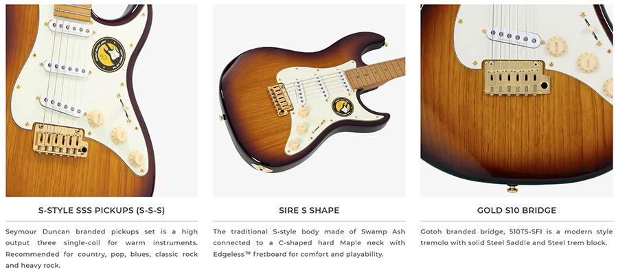 Sire Guitars - S10 Sss/nt - Swamp Ash Electric Guitar S-Style – Natural