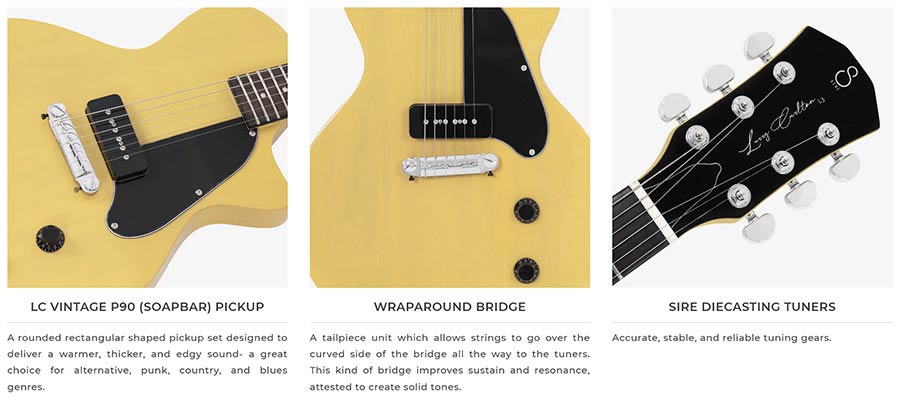 Sire Guitars - L3 P90/gt - Mahogany Electric Guitar L-Style – Gold