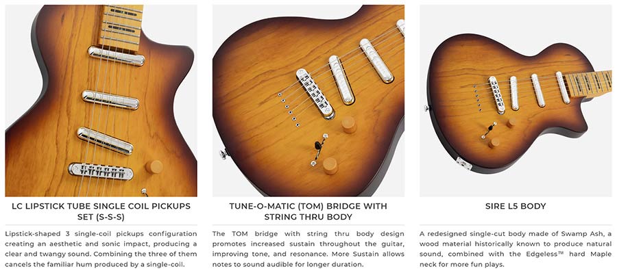Sire Guitars - I5l/tss - Swamp Ash + Maple Electric Guitar L-Style – Tobacco Sunburst
