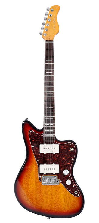 mahogany electric guitar J-style, 3 tone sunburst