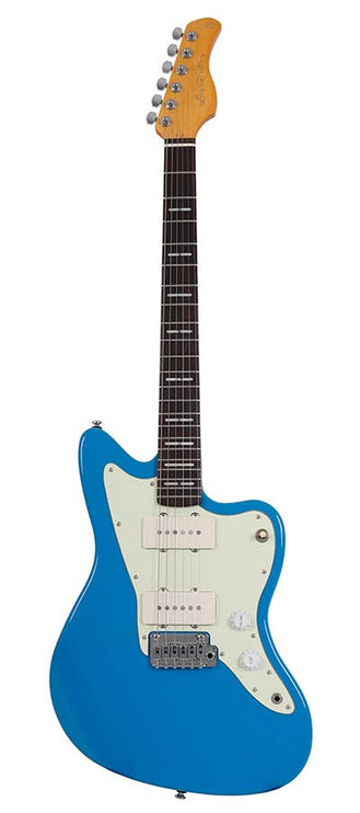 mahogany electric guitar J-style, blue