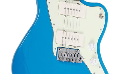 mahogany electric guitar J-style, blue