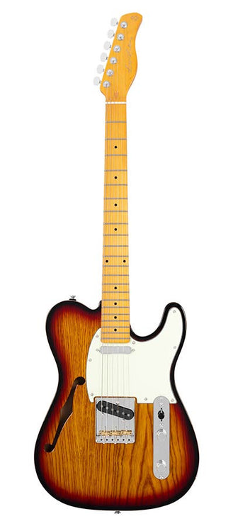 alder + ash chambered electric guitar T-style, 3 tone sunburst