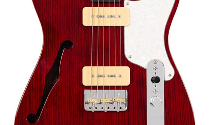 alder + ash chambered electric guitar T-style, see through red