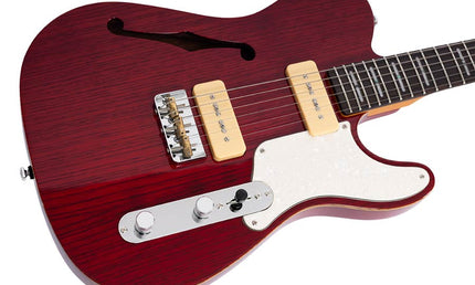 alder + ash chambered electric guitar T-style, see through red