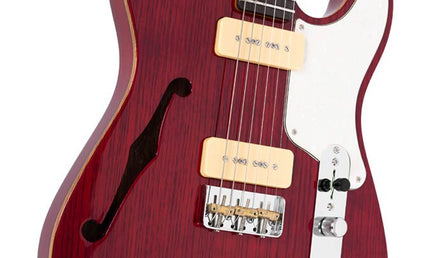 alder + ash chambered electric guitar T-style, see through red