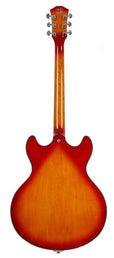 electric archtop guitar with tremolo, cherry sunburst